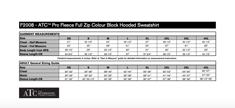 ATC - F2008 - PRO FLEECE FULL ZIP COLOUR BLOCK HOODED SWEATSHIRT