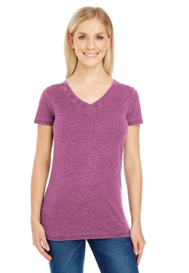 208B Threadfast Ladies' Vintage Dye Short-Sleeve V-Neck T-Shirt