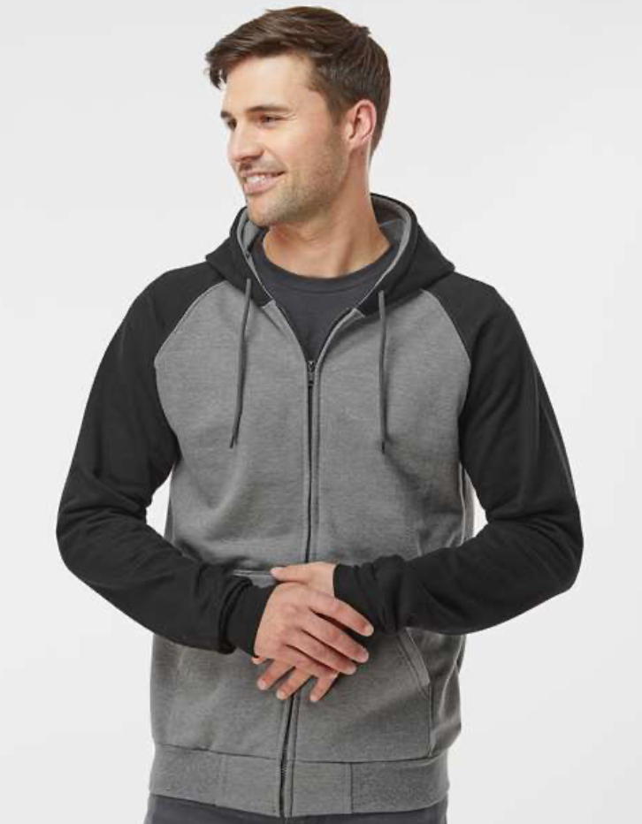 King Fashion - Fleece Raglan Hooded Full-Zip Sweatshirt - KF4048