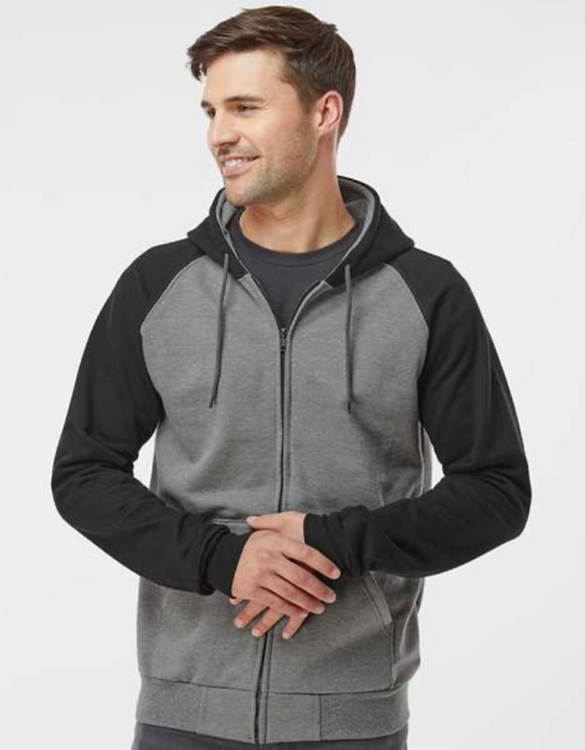 King Fashion - Fleece Raglan Hooded Full-Zip Sweatshirt - KF4048