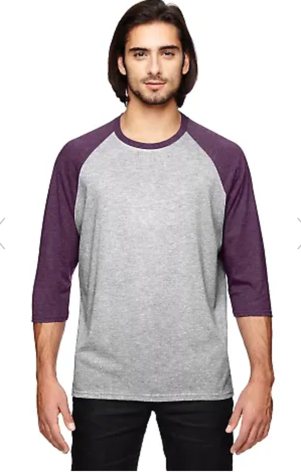 A6755 Anvil Adult Tri-Blend 3/4-Sleeve Raglan T-Shirt